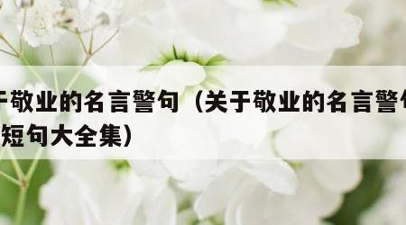 关于敬业的名言警句（关于敬业的名言警句十4字短句大全集）