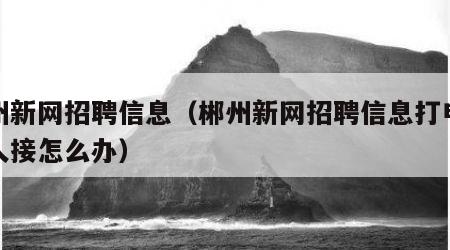 郴州新网招聘信息（郴州新网招聘信息打电话没人接怎么办）