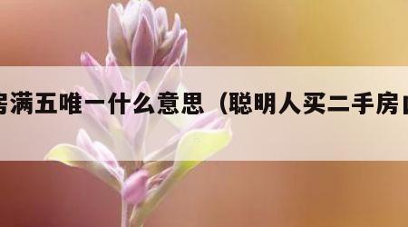 买房满五唯一什么意思（聪明人买二手房口诀）