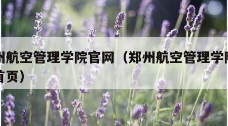 郑州航空管理学院官网（郑州航空管理学院官网首页）