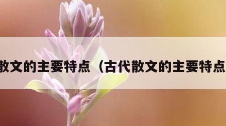 散文的主要特点（古代散文的主要特点）