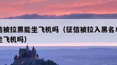 征信被拉黑能坐飞机吗（征信被拉入黑名单可以坐飞机吗）