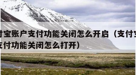 支付宝账户支付功能关闭怎么开启（支付宝账户支付功能关闭怎么打开）