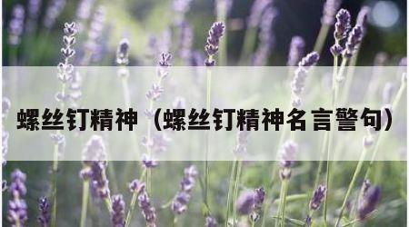 螺丝钉精神（螺丝钉精神名言警句）