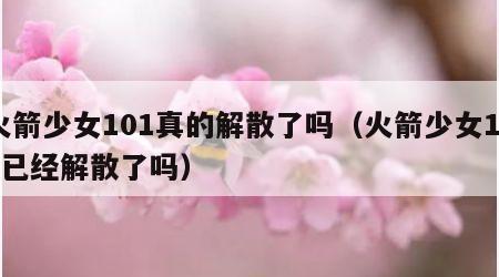 火箭少女101真的解散了吗（火箭少女101已经解散了吗）