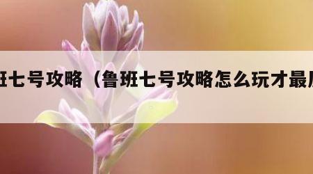 鲁班七号攻略（鲁班七号攻略怎么玩才最厉害）