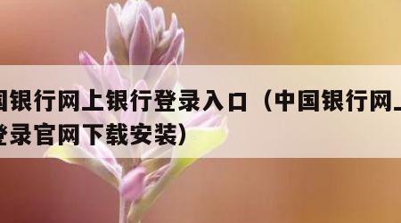 中国银行网上银行登录入口（中国银行网上银行登录官网下载安装）