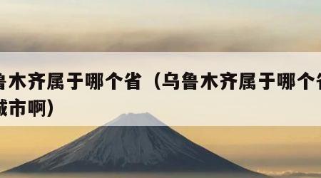 乌鲁木齐属于哪个省（乌鲁木齐属于哪个省份的城市啊）