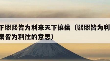 天下熙熙皆为利来天下攘攘（熙熙皆为利来,攘攘皆为利往的意思）