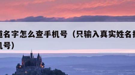 知道名字怎么查手机号（只输入真实姓名找人手机号）