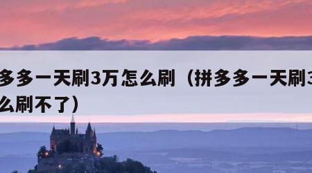 拼多多一天刷3万怎么刷（拼多多一天刷3万怎么刷不了）