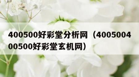 400500好彩堂分析网（400500400500好彩堂玄机网）