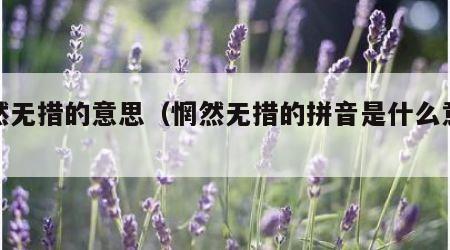 惘然无措的意思（惘然无措的拼音是什么意思）