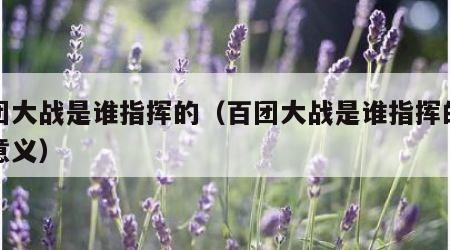 百团大战是谁指挥的（百团大战是谁指挥的有何意义）