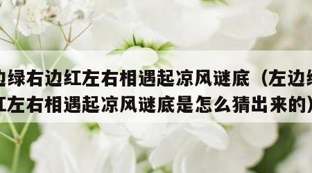 左边绿右边红左右相遇起凉风谜底（左边绿右边红左右相遇起凉风谜底是怎么猜出来的）