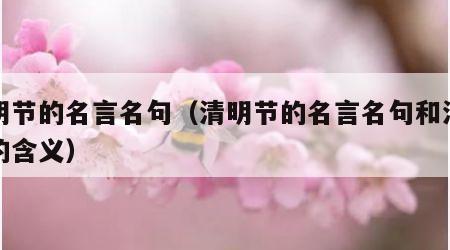 清明节的名言名句（清明节的名言名句和清明节的含义）