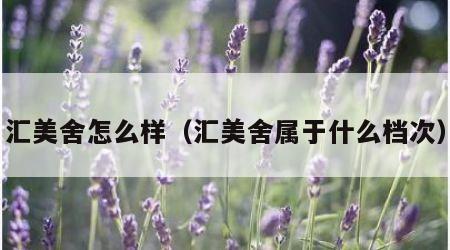 汇美舍怎么样（汇美舍属于什么档次）