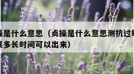 贞操是什么意思（贞操是什么意思测抗过敏源结果多长时间可以出来）