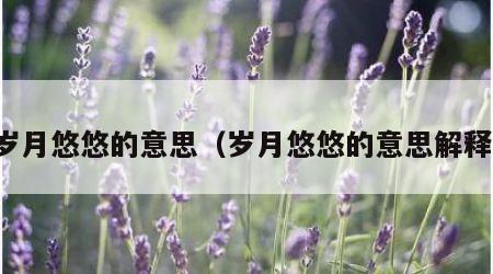 岁月悠悠的意思（岁月悠悠的意思解释）