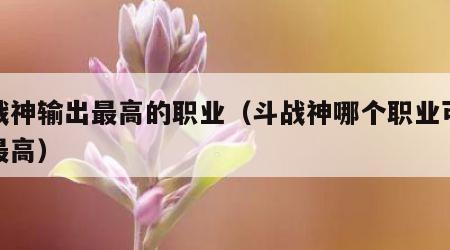 斗战神输出最高的职业（斗战神哪个职业可玩性最高）