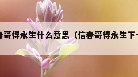 信春哥得永生什么意思（信春哥得永生下一句）