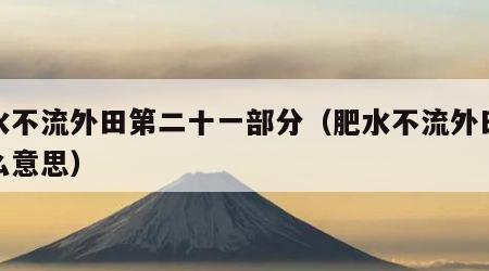 肥水不流外田第二十一部分（肥水不流外田是什么意思）