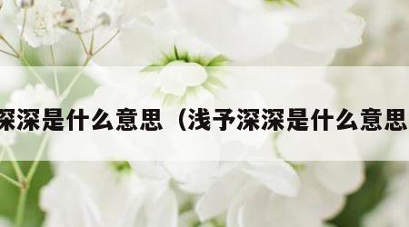 深深是什么意思（浅予深深是什么意思）