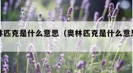 奥林匹克是什么意思（奥林匹克是什么意思视频）