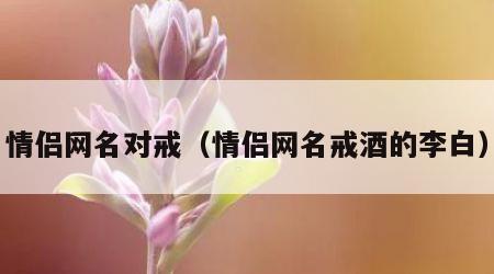 情侣网名对戒（情侣网名戒酒的李白）