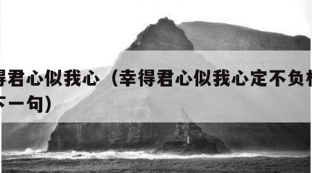 幸得君心似我心（幸得君心似我心定不负相思意下一句）