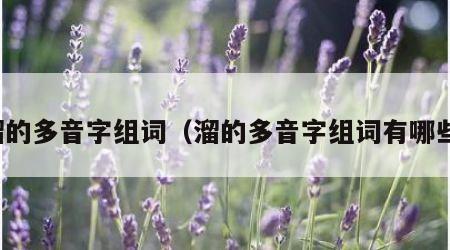 溜的多音字组词（溜的多音字组词有哪些）