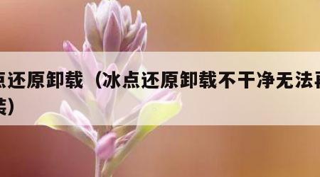 冰点还原卸载（冰点还原卸载不干净无法再次安装）