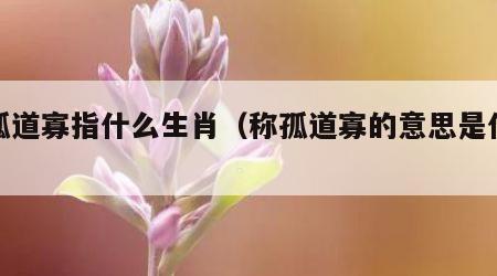 称孤道寡指什么生肖（称孤道寡的意思是什么）