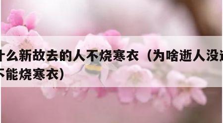 为什么新故去的人不烧寒衣（为啥逝人没过三年不能烧寒衣）