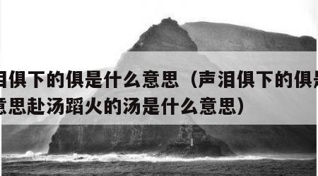 声泪俱下的俱是什么意思（声泪俱下的俱是什么意思赴汤蹈火的汤是什么意思）