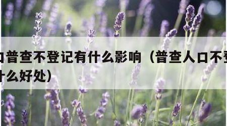 人口普查不登记有什么影响（普查人口不登记有什么好处）