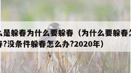 什么是躲春为什么要躲春（为什么要躲春怎么躲春?没条件躲春怎么办?2020年）