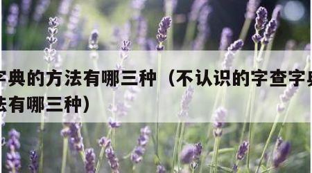 查字典的方法有哪三种（不认识的字查字典的方法有哪三种）