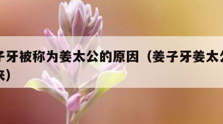 姜子牙被称为姜太公的原因（姜子牙姜太公的由来）