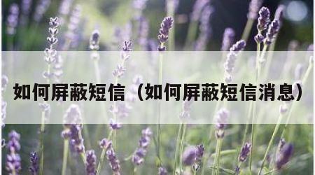 如何屏蔽短信（如何屏蔽短信消息）