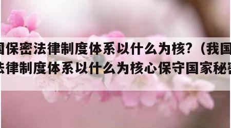 我国保密法律制度体系以什么为核?（我国保密法律制度体系以什么为核心保守国家秘密法）