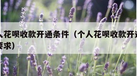 个人花呗收款开通条件（个人花呗收款开通条件要求）