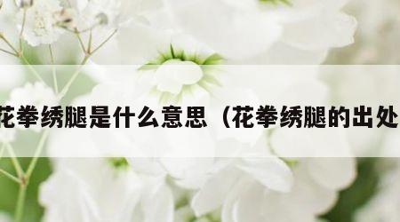 花拳绣腿是什么意思（花拳绣腿的出处）