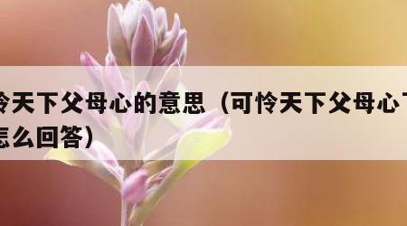 可怜天下父母心的意思（可怜天下父母心下一句怎么回答）