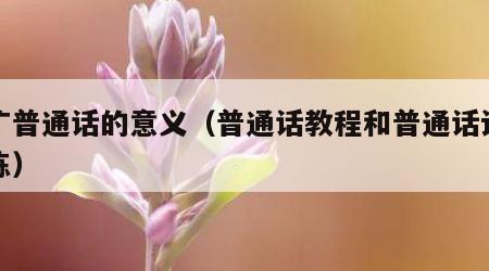 推广普通话的意义（普通话教程和普通话语音训练）