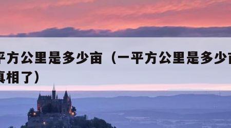 一平方公里是多少亩（一平方公里是多少亩看完真相了）