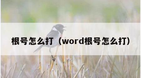 根号怎么打（word根号怎么打）