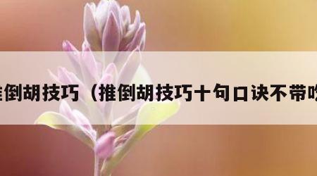 推倒胡技巧（推倒胡技巧十句口诀不带吃）