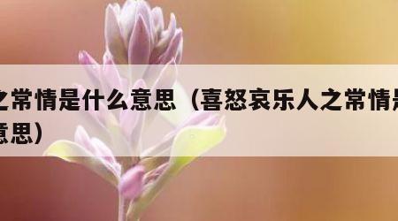 人之常情是什么意思（喜怒哀乐人之常情是什么意思）