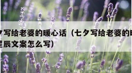 七夕写给老婆的暖心话（七夕写给老婆的暖心话星辰文案怎么写）